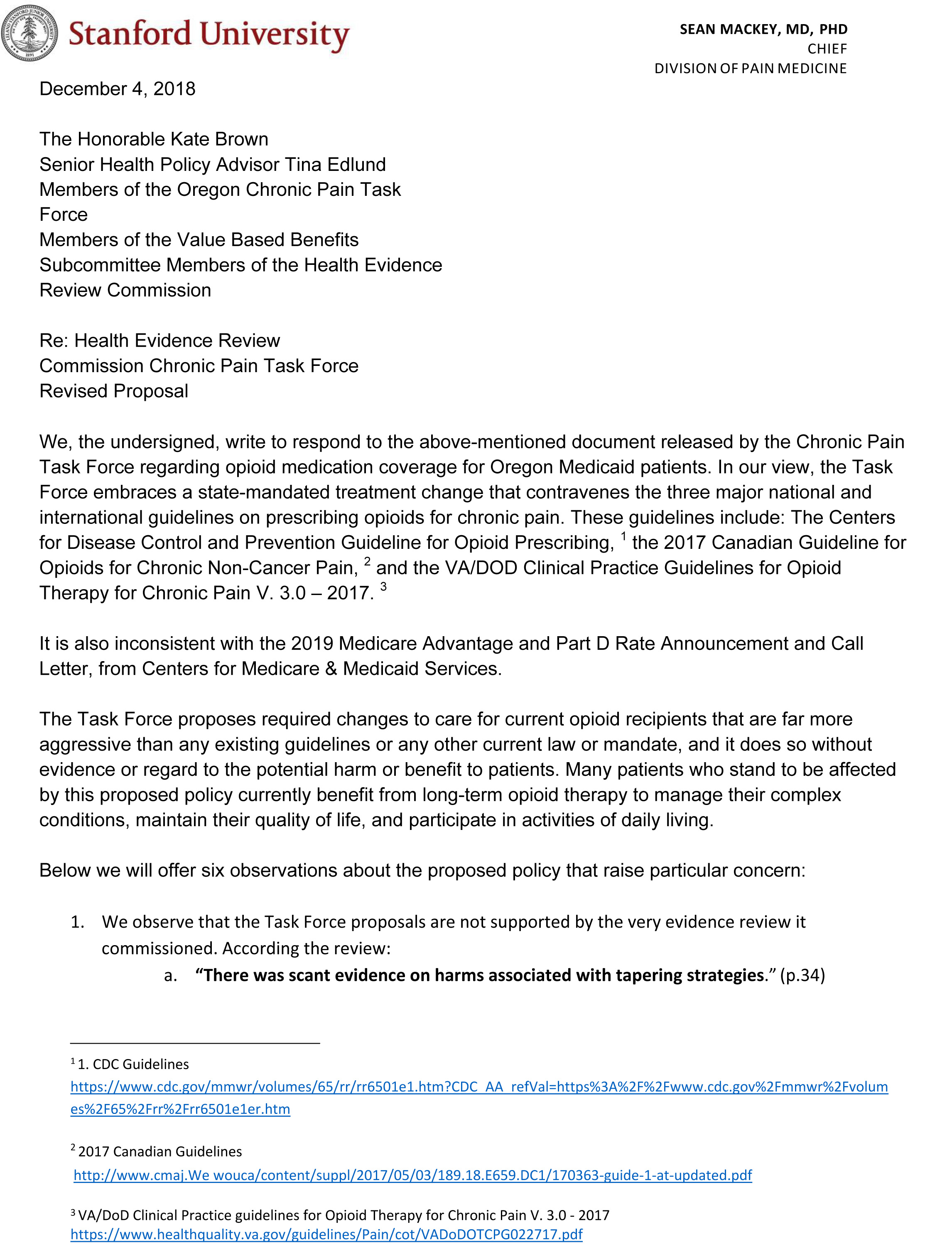 Stanford University Letter | Dr Lynn Webster